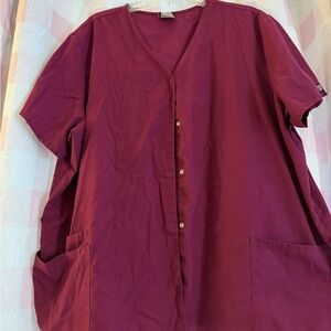 Cherokee Maroon Workwear Lab Coat Scrub Jacket